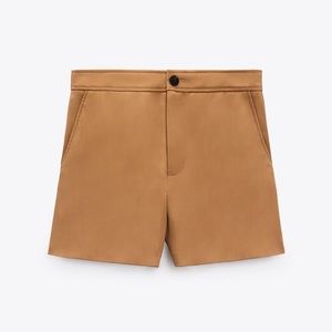 NWOT Zara Taupe Brown Chino Shorts with Pockets 100% Viscose
